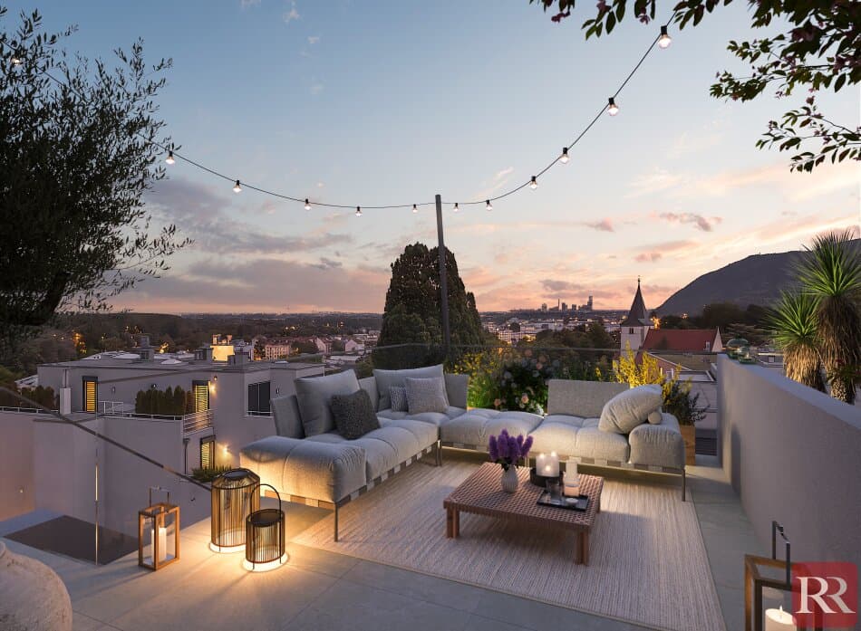 Panorama Terrassenresidenz über den Dächern von Klosterneuburg