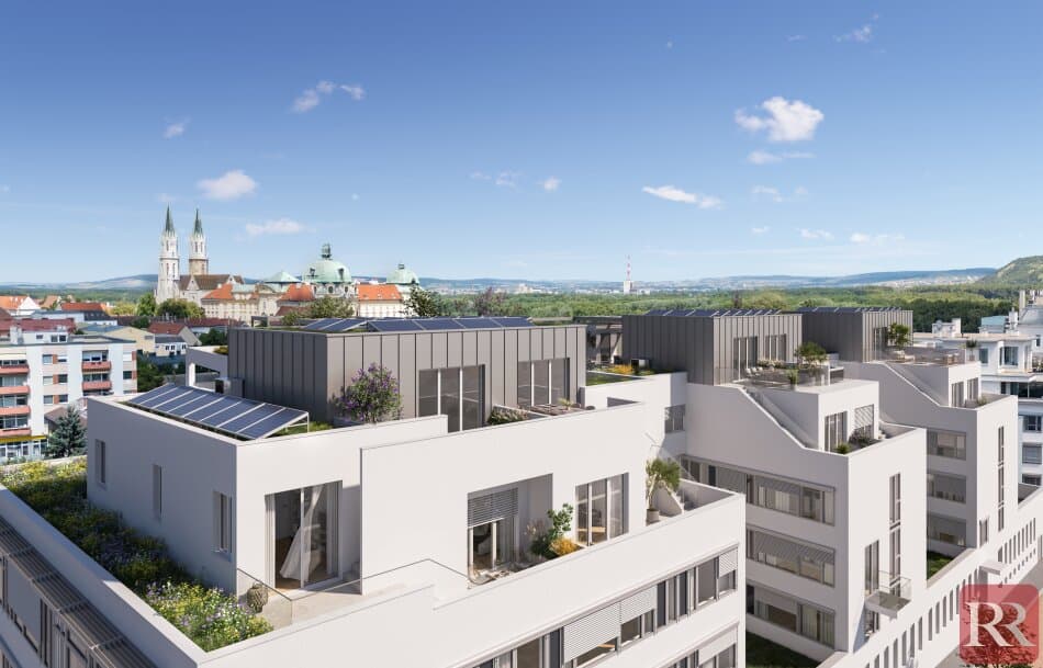Panorama Terrassenresidenz über den Dächern von Klosterneuburg